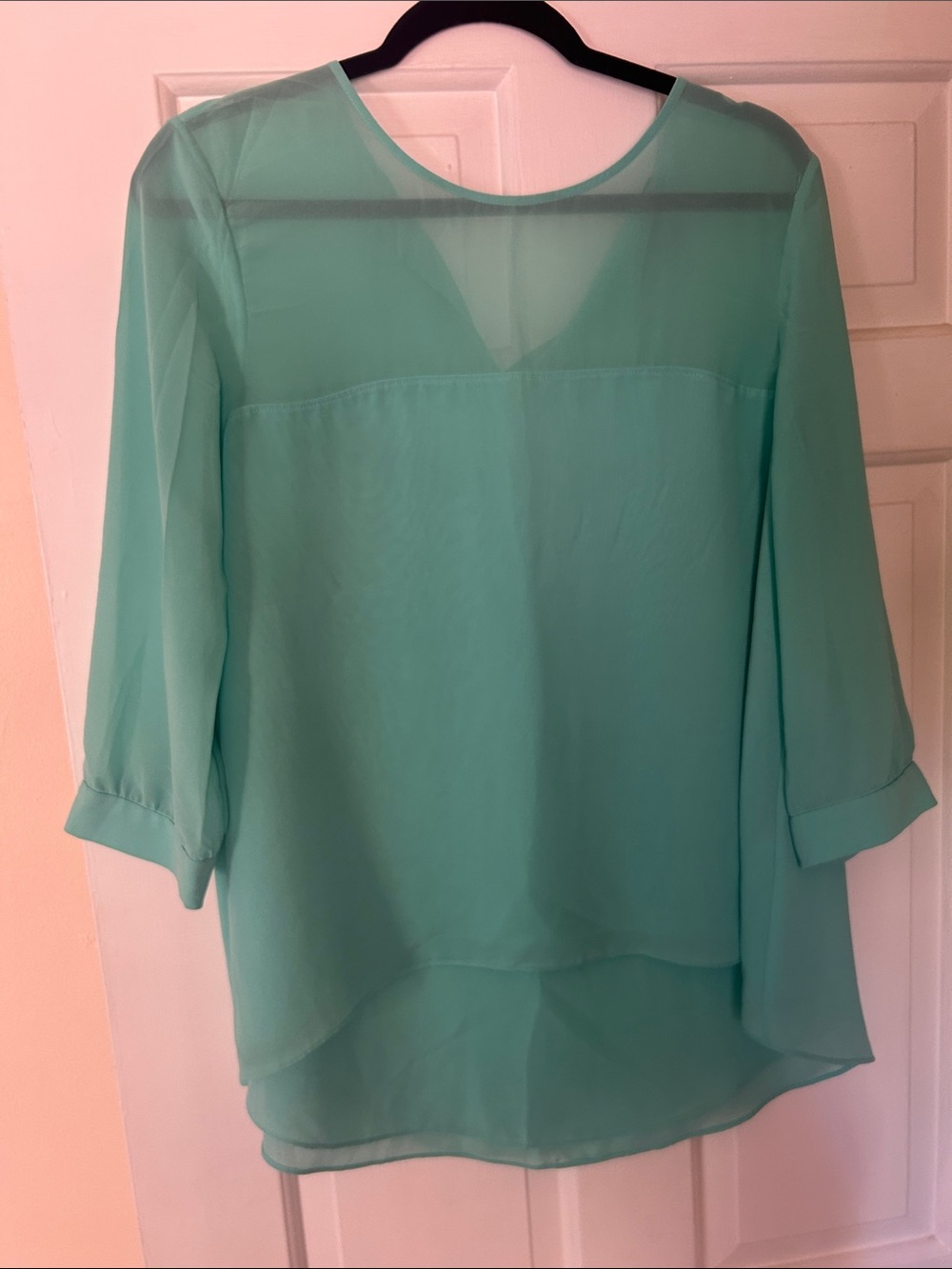 French Connection Seafoam Layered Chiffon Blouse